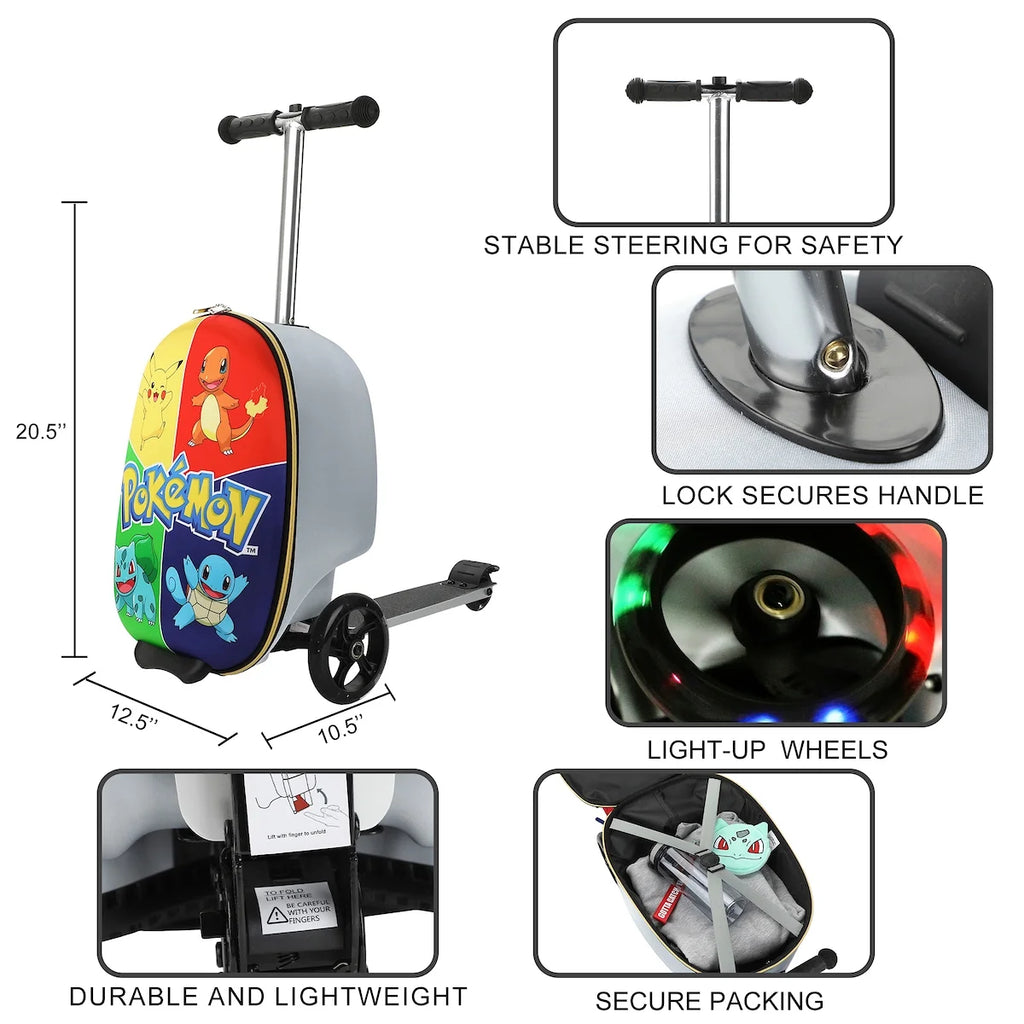 Pokemon Character Art Scooter Youth Rolling Carry On Luggage