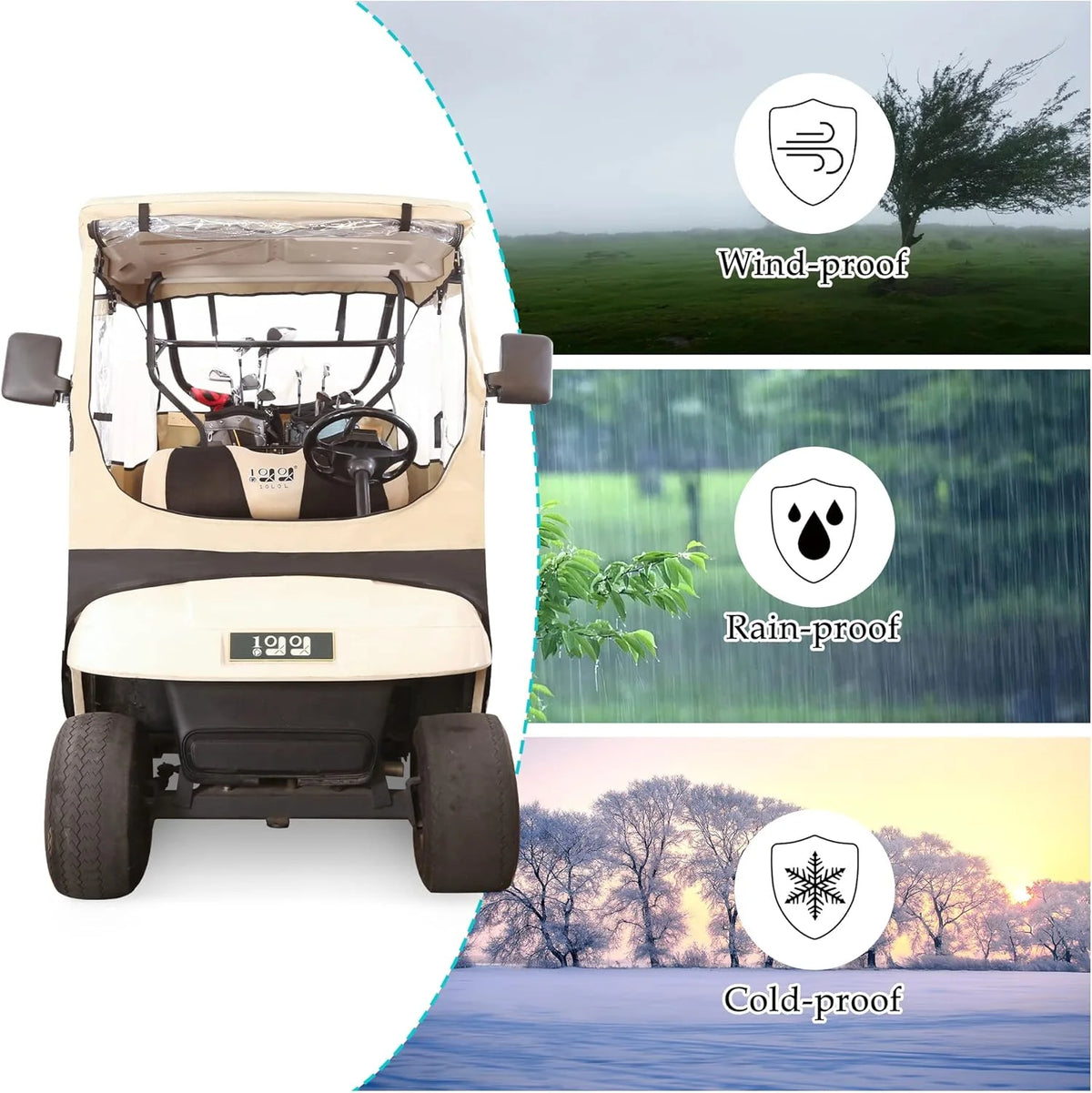 10L0L 2 Passenger Golf Cart Enclosures Fit EZGO TXT RXV, Waterproof Driving Cover Black Golf Cart Accessories