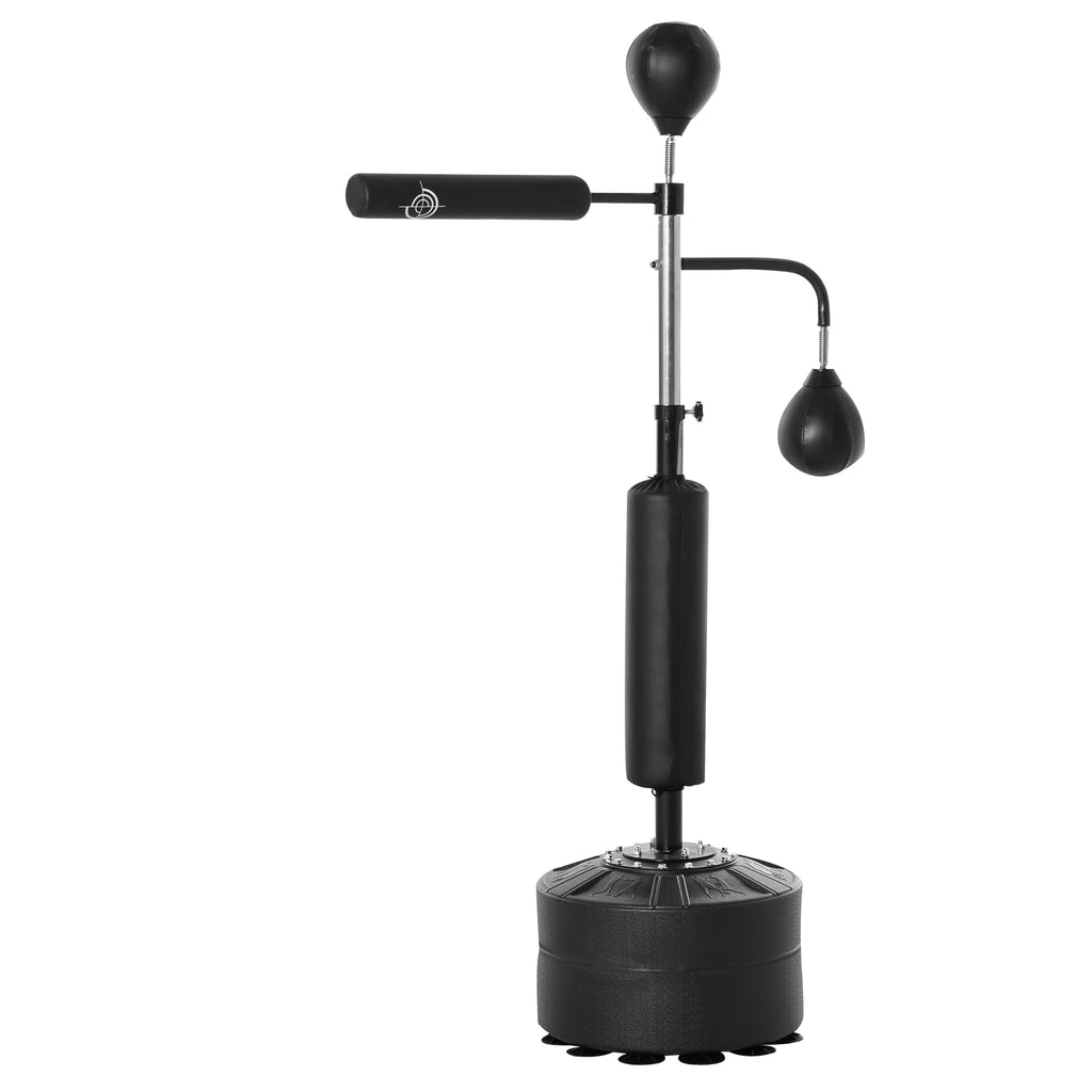 Soozier 4-in-1 Boxing Punching Bag Stand with 2 Speedballs, 360° Relax Bar, & PU-Wrapped Bag & Adjustable Height, Black