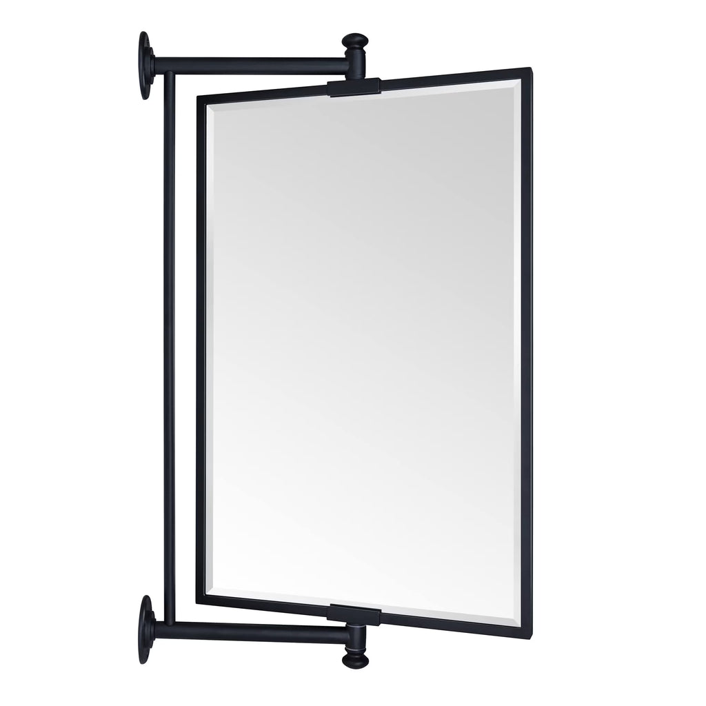 TEHOME Black Beveled Rectangle Pivot-N-View Bathroom Vanity Mirror 14x22"