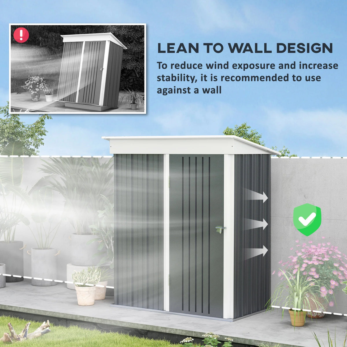 Outsunny 4.6' x 9' Metal Outdoor Storage Shed, Garden Utility Tool House with Double Lockable Doors for Backyard, Patio, Lawn, Garage, White