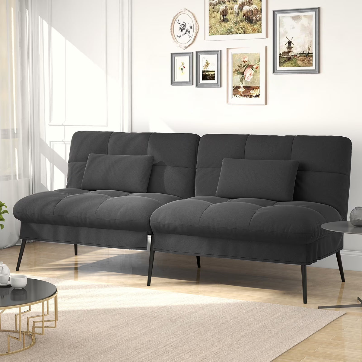 COMHOMA Cloud Comfort Convertible Futon Sofa Bed, Gray