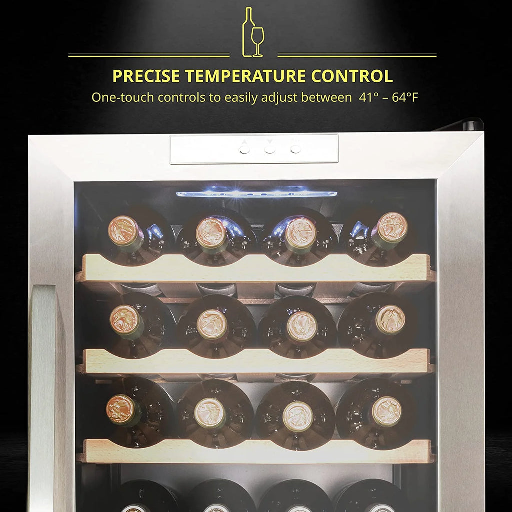 Schmecke Wine Fridge, Freestanding Wine Refrigerator, 28 Bottle Wine Cooler