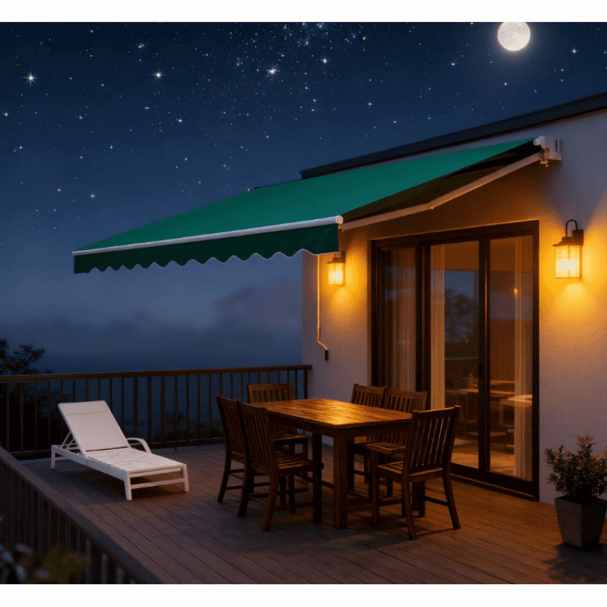 Retractable Awning, Patio Awnings, Sunshade Shelter w/ Manual Crank Handle On-Site