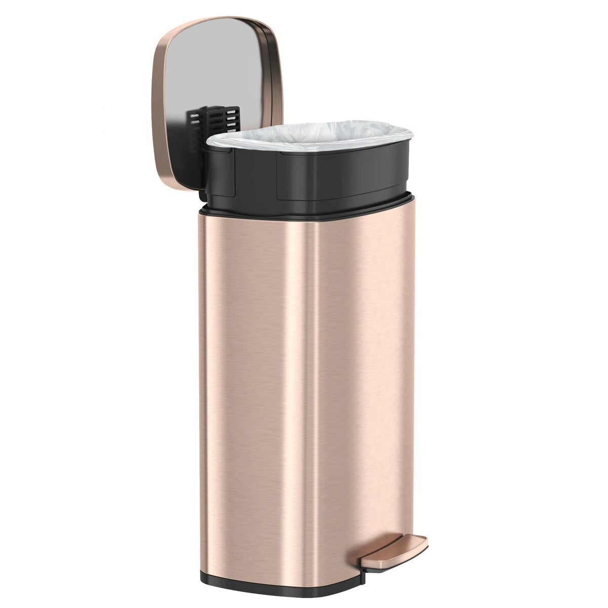 iTouchless SoftStep Stainless Steel Indoor Step Trash Can with Lid 13.2 Gallon Silver (PC13RSS)