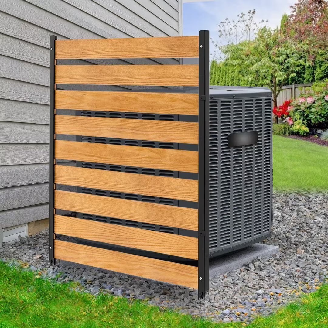 "NAIZEA Air Conditioner Fence, Pool Equipment Enclosure, Trash Can Enclosure, Metal Stake Wood Fence Panel 38"" W x 60"" H"