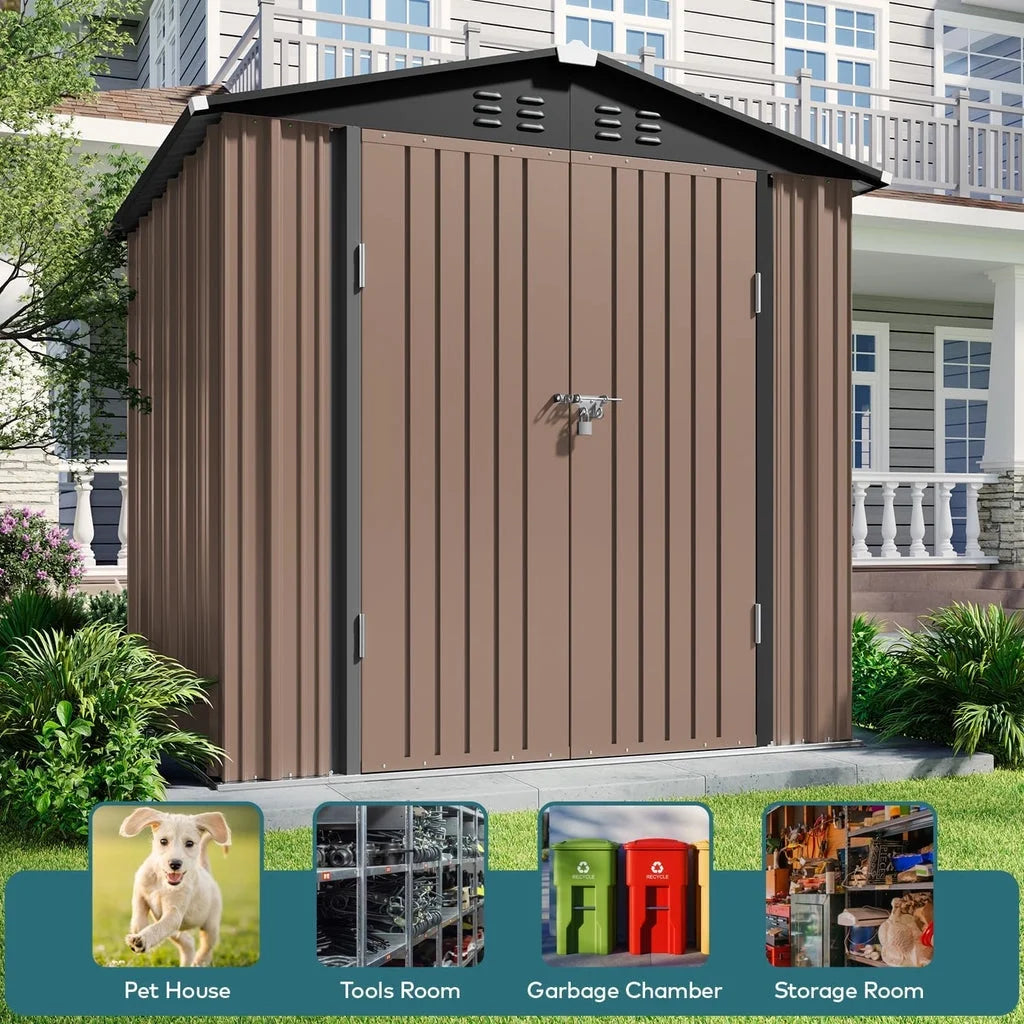 6' x 4' Outdoor Storage Shed on Sale, Aiho Shed & Outdoor Storage Clearance, Metal Storage Shed for Outside, Backyard, Garden & Patio - Dark Gray