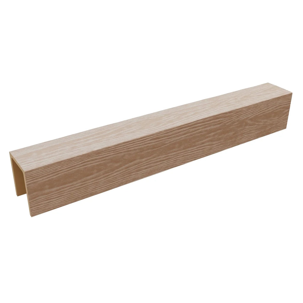 Ekena Millwork 3 1/2"W x 3 1/2"H x 120"L 3-Sided (U-Beam) Mena HeritageTimber Faux Wood Ceiling Beam, Kona Brown