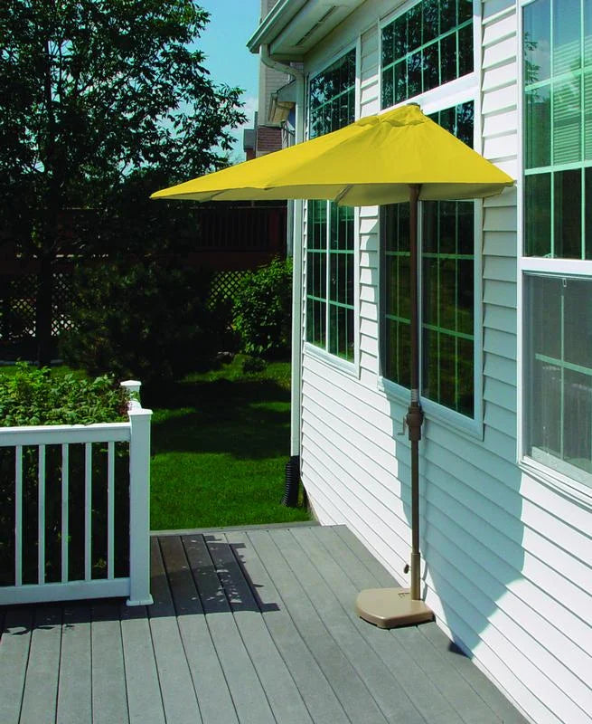 OFF-THE-WALL BRELLA Sunbrella Half Umbrella, 9'-Width, Teak Canopy