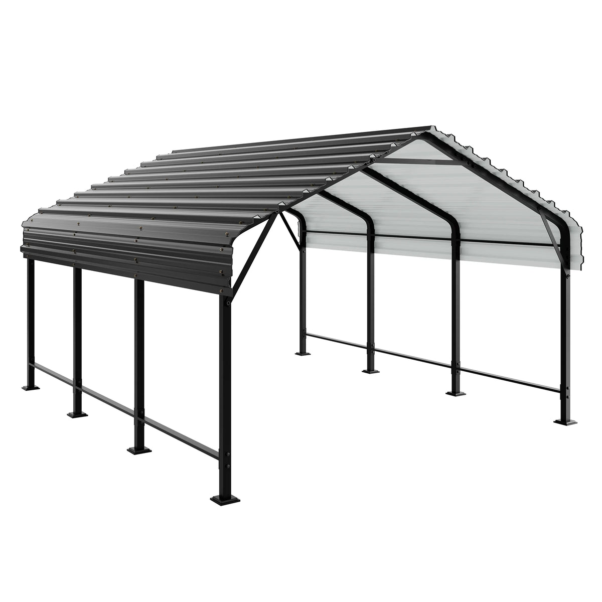 Walsunny 12X15 ft Carport Heavy Duty Carport Canopy with Galvanized Steel Roof and Frame Metal Carport Upgraded Extra Large Garage