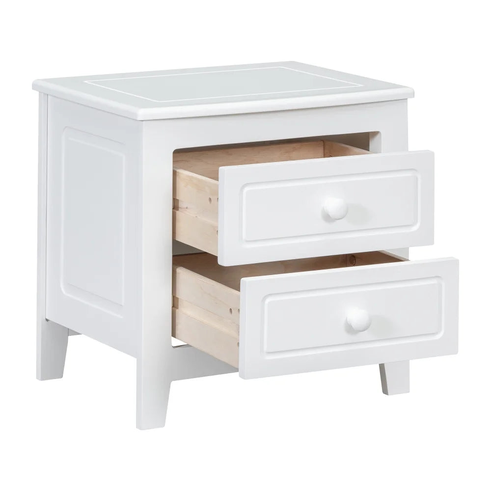 2-Drawer Nightstand for Bedroom, Mid Century Retro Bedside Table with Classic Design,Dark Walnut