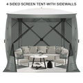 COBIZI 8x8 Pop up Gazebo Tent, Ez up Waterproof Screen Tent Screen House, Portable Outdoor Canopy Sun Shelter with 3 Sidewalls, Carry Bag & Ground Stakes for Camping, Garden and Picnics, Gray