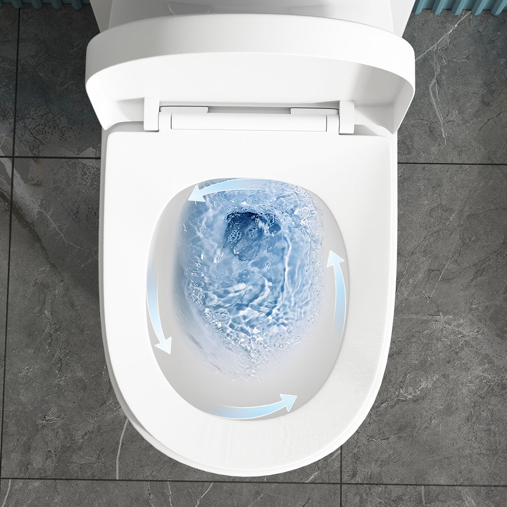 Puremind One-Piece Elongated Ceramic Toilet,4/6 Dual Flush 1.28 Gpf, White (27.6''Dx15''Wx29.5''H)