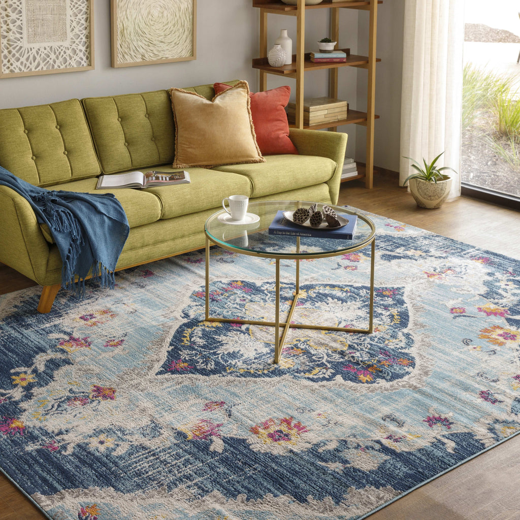 Mark&Day Area Rugs, 5ft Round Brongerga Traditional Blue Area Rug (5'3" Round)