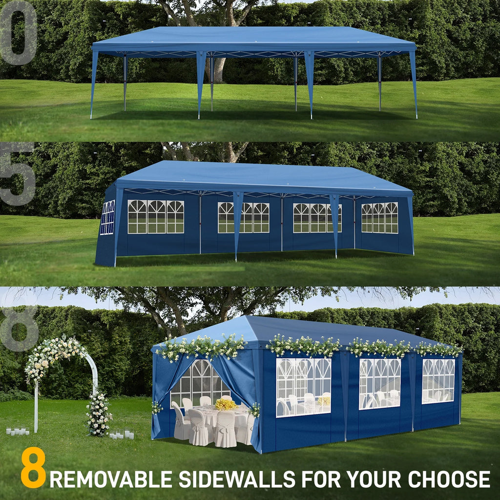 Ktaxon 10'X30'  Pop up Wedding Party Tent Foldable Gazebo W/8 Sidewalls Canopy White