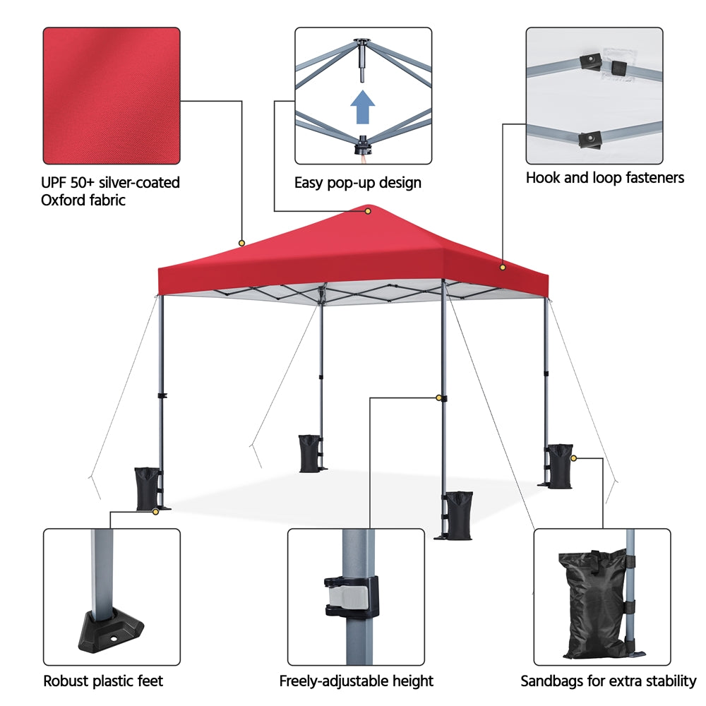 Topeakmart 12x12ft Commercial Pop-up Canopy Tent with Adjustable Height for Outdoor, White