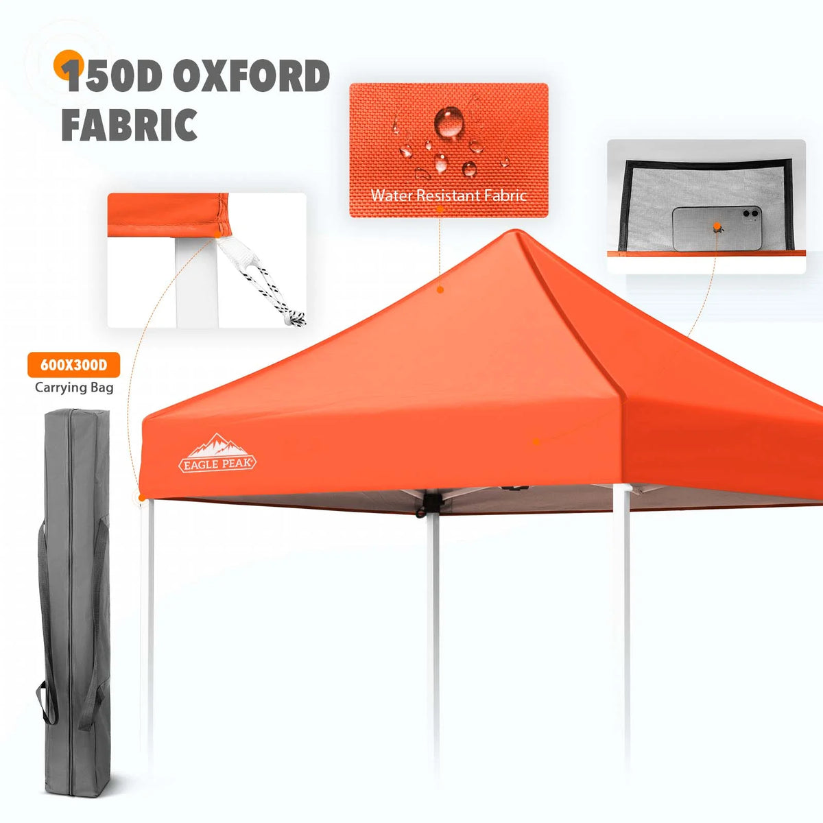 EAGLE PEAK 5x5 Pop Up Canopy Tent Instant Outdoor Canopy Easy Set-up Straight Leg Folding Shelter（Blue）