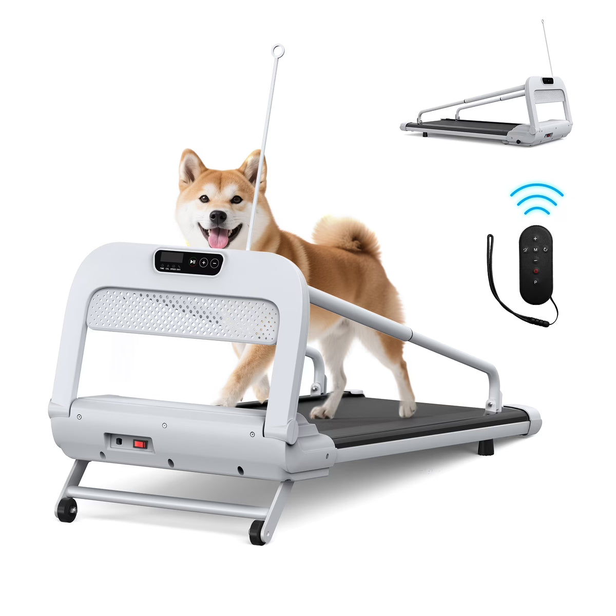 Ambifirner Dog Treadmill for Medium Small Dogs - 265lbs Weight Capacity Pet Running Machine - 2 in 1 Treadmill for Pet Fitness with Move Wheels and Remote Control