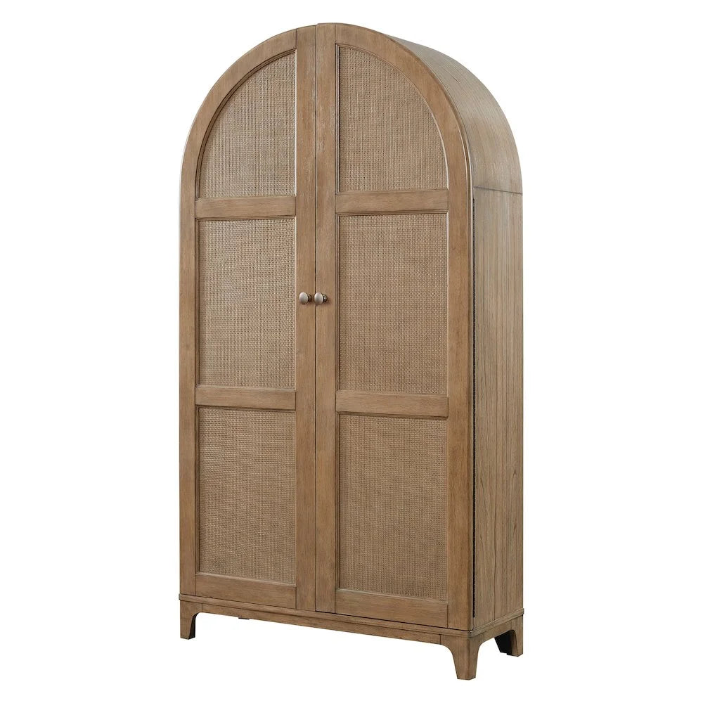 Coastal Arch shaped Bar Cabinet Dining Cabinet Fully Assembled Brown Wood