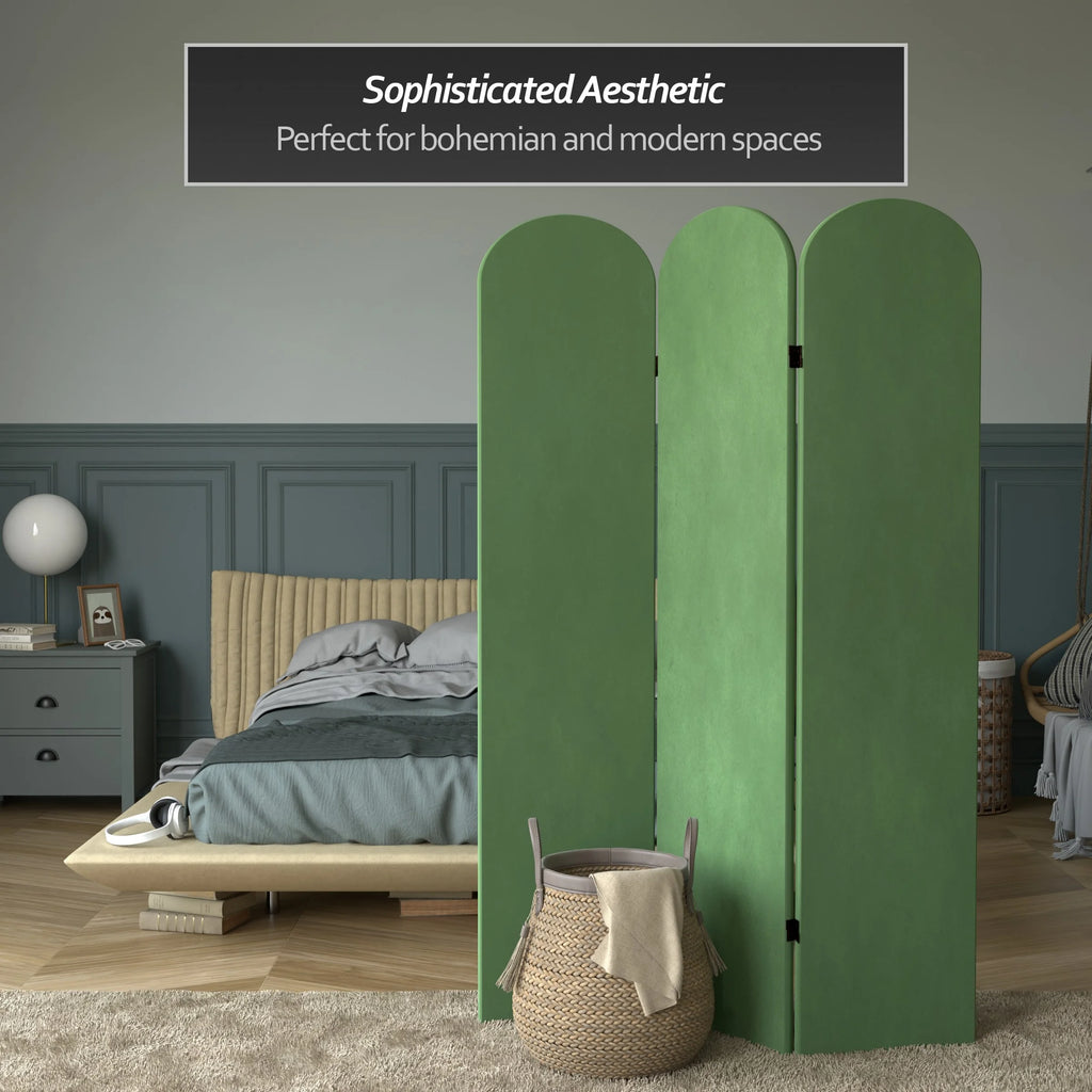 6 ft. Classic Arch Velvet Room Divider Lilac 3 Panel