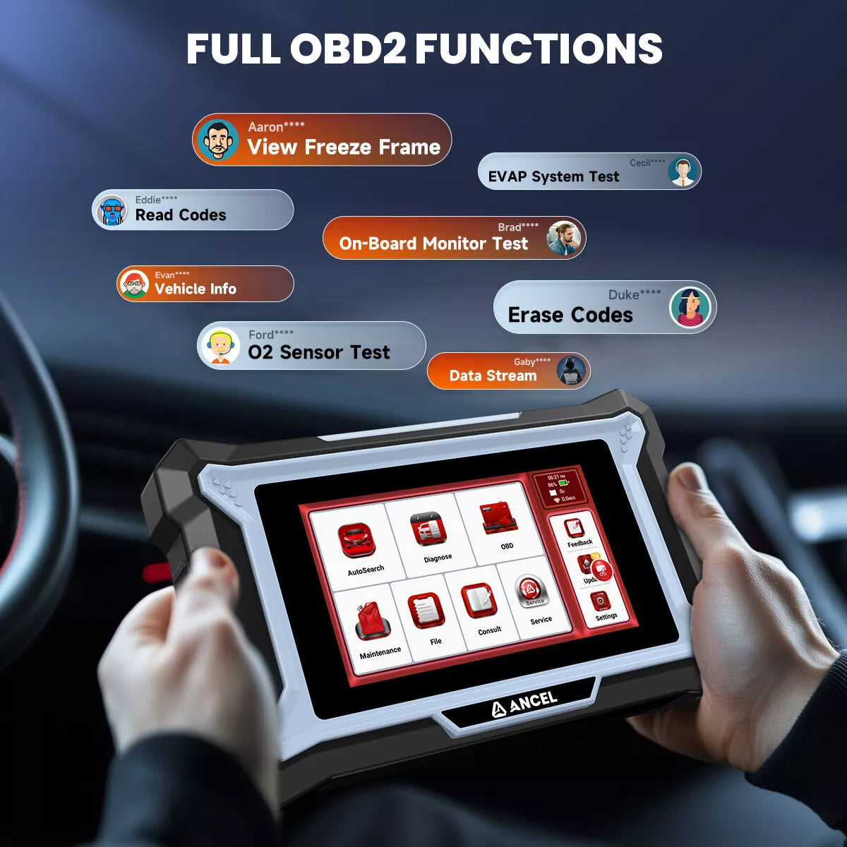 ANCEL Car Diagnostic Scan Tool, Engine ABS SRS Transmission Diagnostic Scanner, OBD2 Scanner Code Reader with 7 Resets, ABS Bleeding, BMS SAS Oil Reset, Lifetime Free Update, Online Customer Service