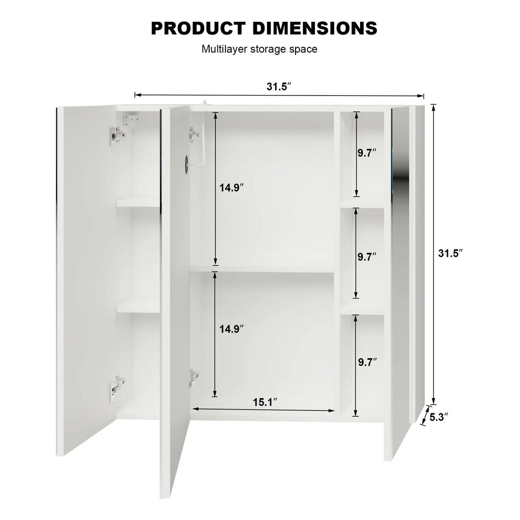 LED Lighted Medicine Cabinet With Mirror Large 3 Doors Medicine Cabinet Bathroom