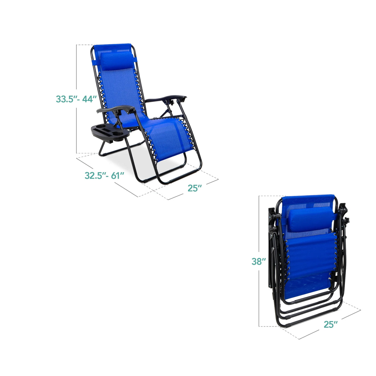 Best Choice Products Set of 2 Zero Gravity Lounge Chair Recliners for Patio, Pool w/ Cup Holder Tray - Gray