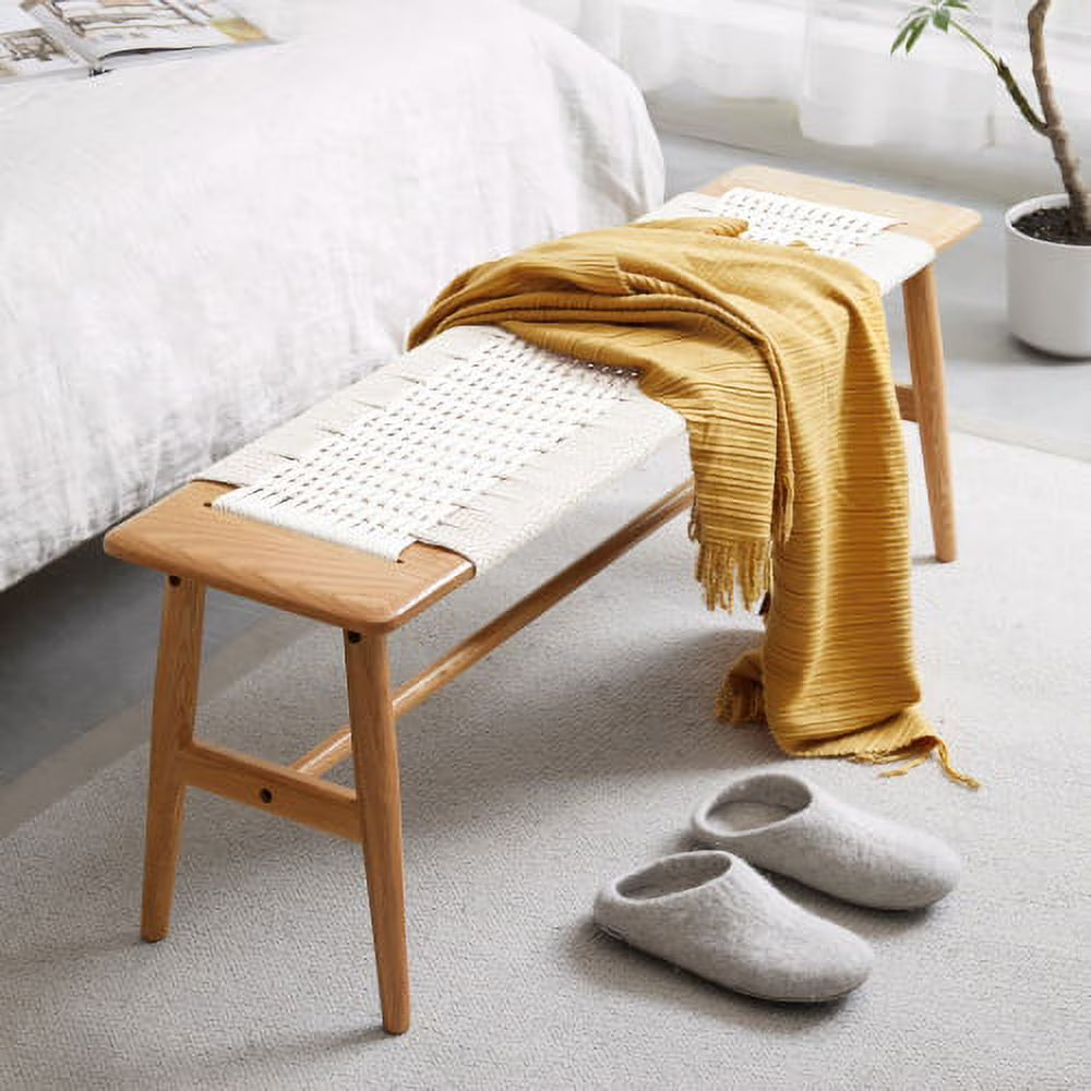 Dining Benches, Natural Oak Wood Bench, Entryway Bench Bed Bench for Kitchen, Dining Room, Living Room, Walnut