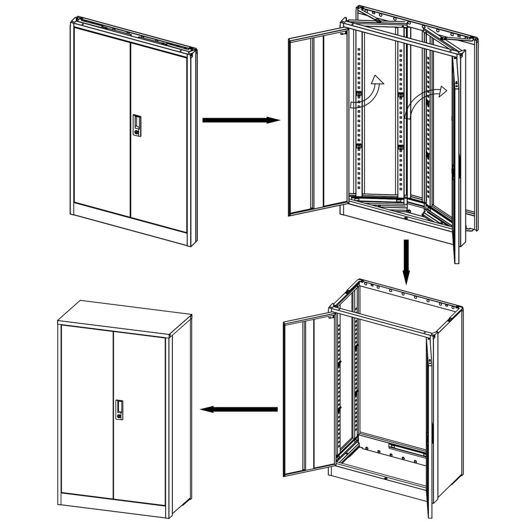 Metal Storage Cabinet with Locking Doors and Adjustable Shelf, Folding Filing Storage Cabinet, Rolling Storage Locker Cabinet for Home Office,School,Garage, White