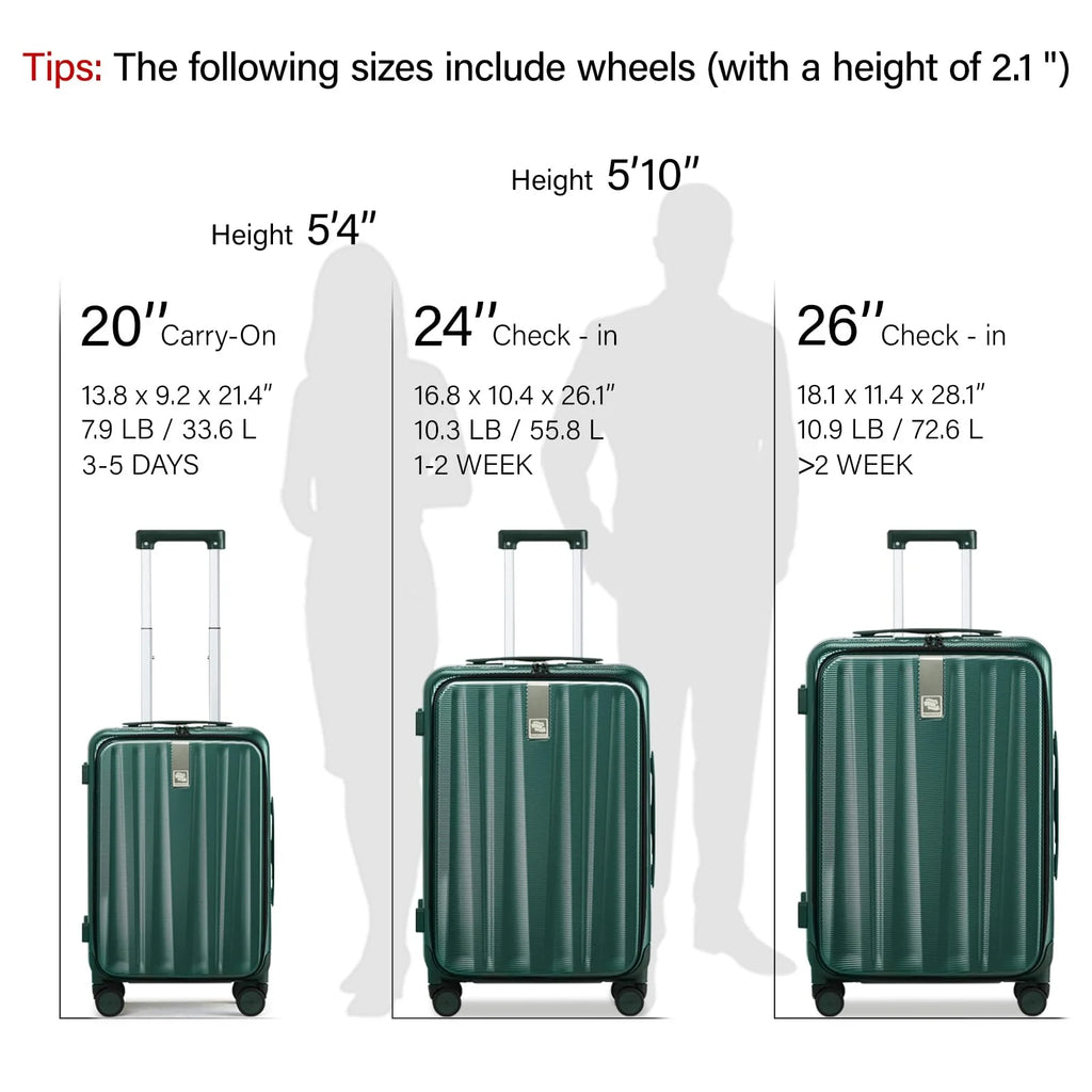 Hanke 20"Carry On Luggage with Wheels, Ivory White