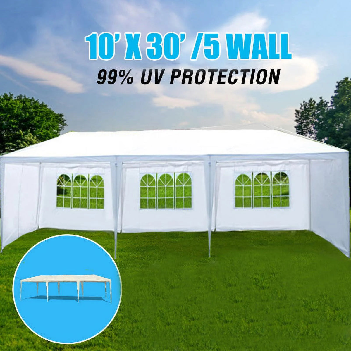 10'x20' Canopy Tent Wedding Party Outdoor Gazebo with 6 Removable Sidewalls for Weddings and Events