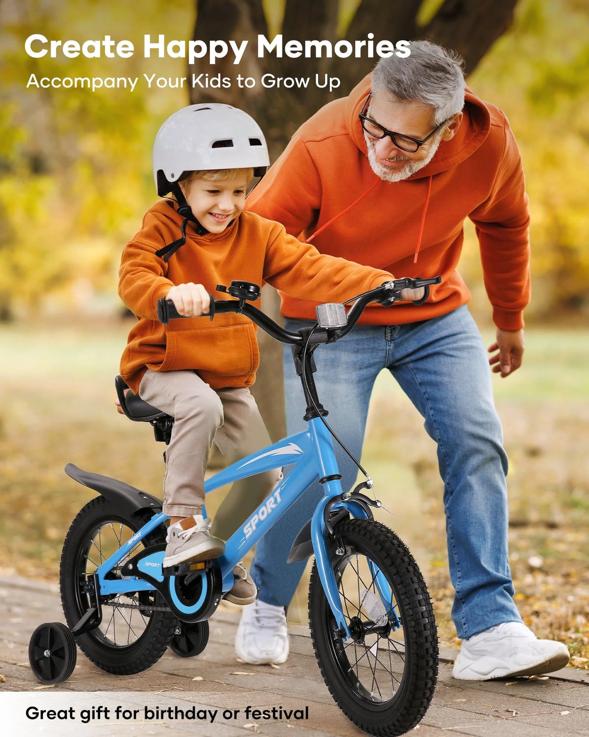 Naipo 14" Kids Bike Girls and Boys Blue Bike for Age 3-6 Years Old