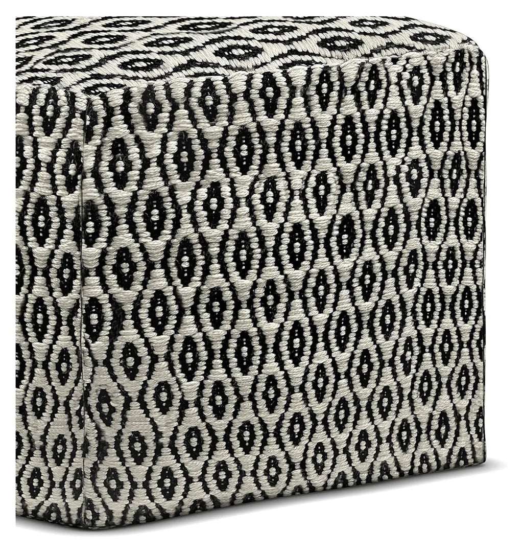 Exlonjet Margo 20 Inch Boho Round Pouf in Multi Color Braided Jute, For the Living Room, Bedroom and