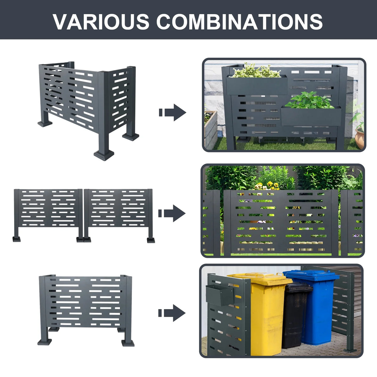 Metal AC Unit Privacy Fence Cover Panel - Outdoor Air Conditioner Hide Fence for Concealing HVAC Units