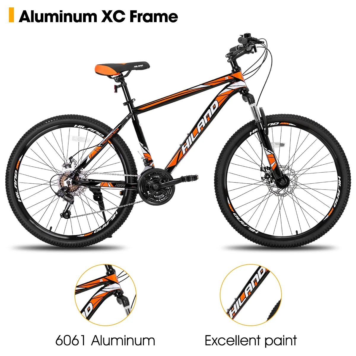 Hiland Mountain Bike, Multi-Spokes,Shimano 21 Speeds Drivetrain,Aluminum Frame 26 inch Wheels, Men's MTB Bicycle, White