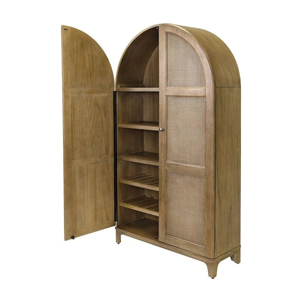 Coastal Arch shaped Bar Cabinet Dining Cabinet Fully Assembled Brown Wood