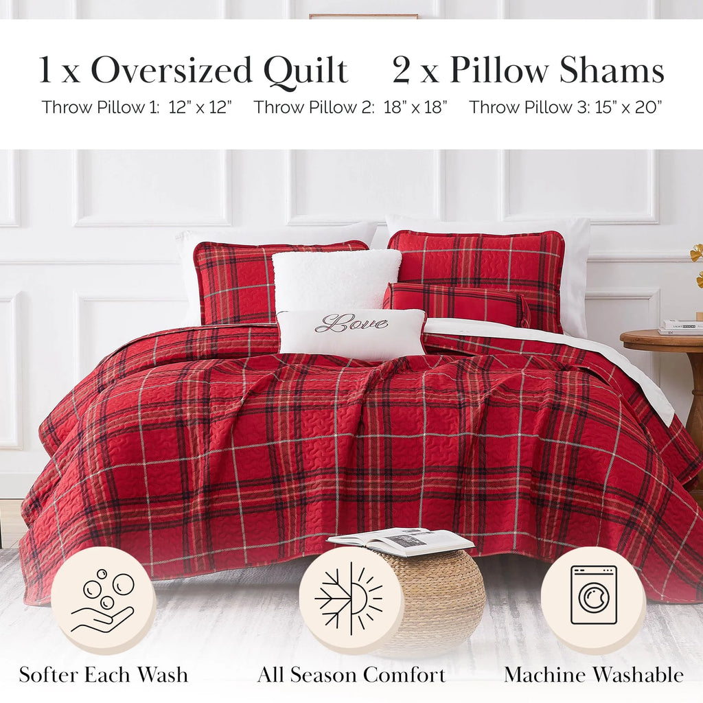 Southshore Fine LinensOversized 5-Piece Twin / Twin XL Quilt Bedding Set with two matching shams and three decorative throw pillows, oversized Paisley farmhouse bedspread Pure Melody Aqua