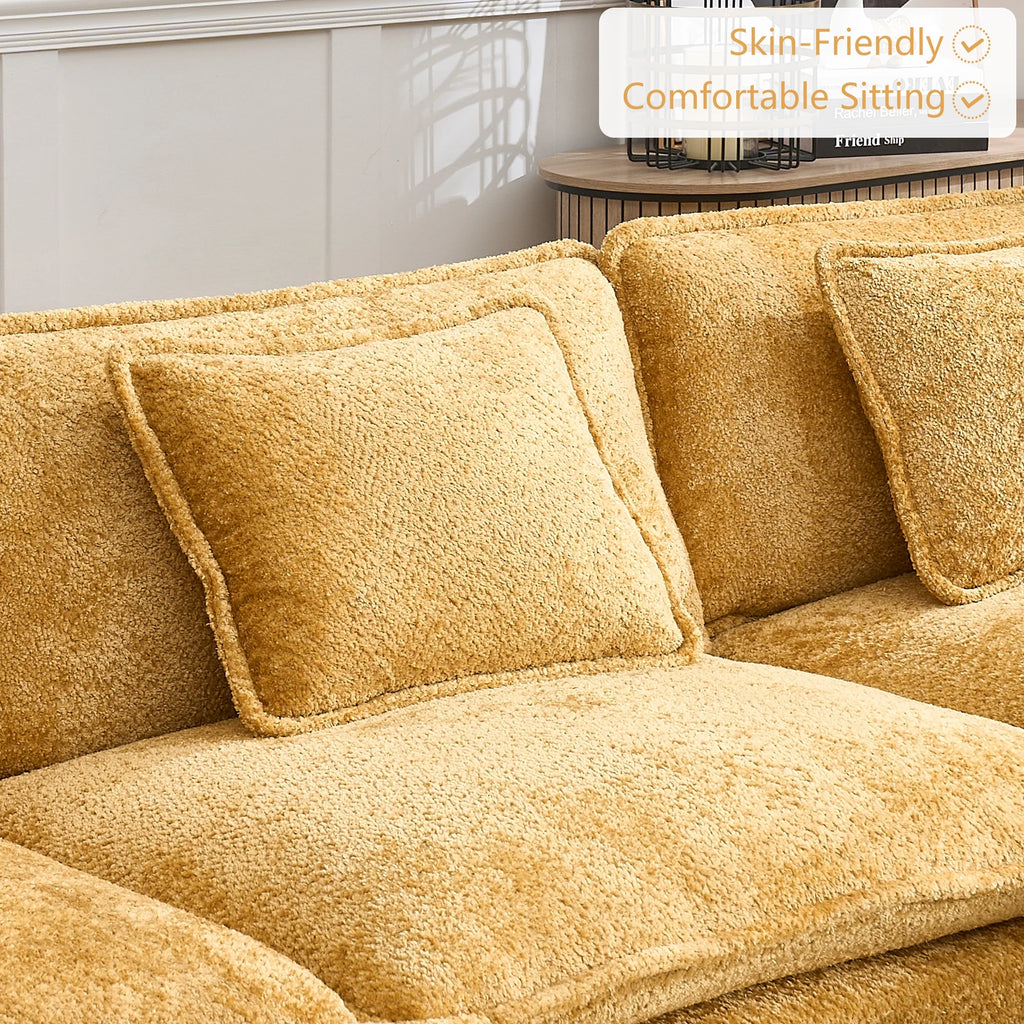 GNIXUU 112" Oversized Sectional Sofa Cloud Couch for Living Room, Modern Chenille L Shaped Couch, Comfy Boucle Modular Sofa Sleeper with Moveable Ottoman & Memory Foam (Green)