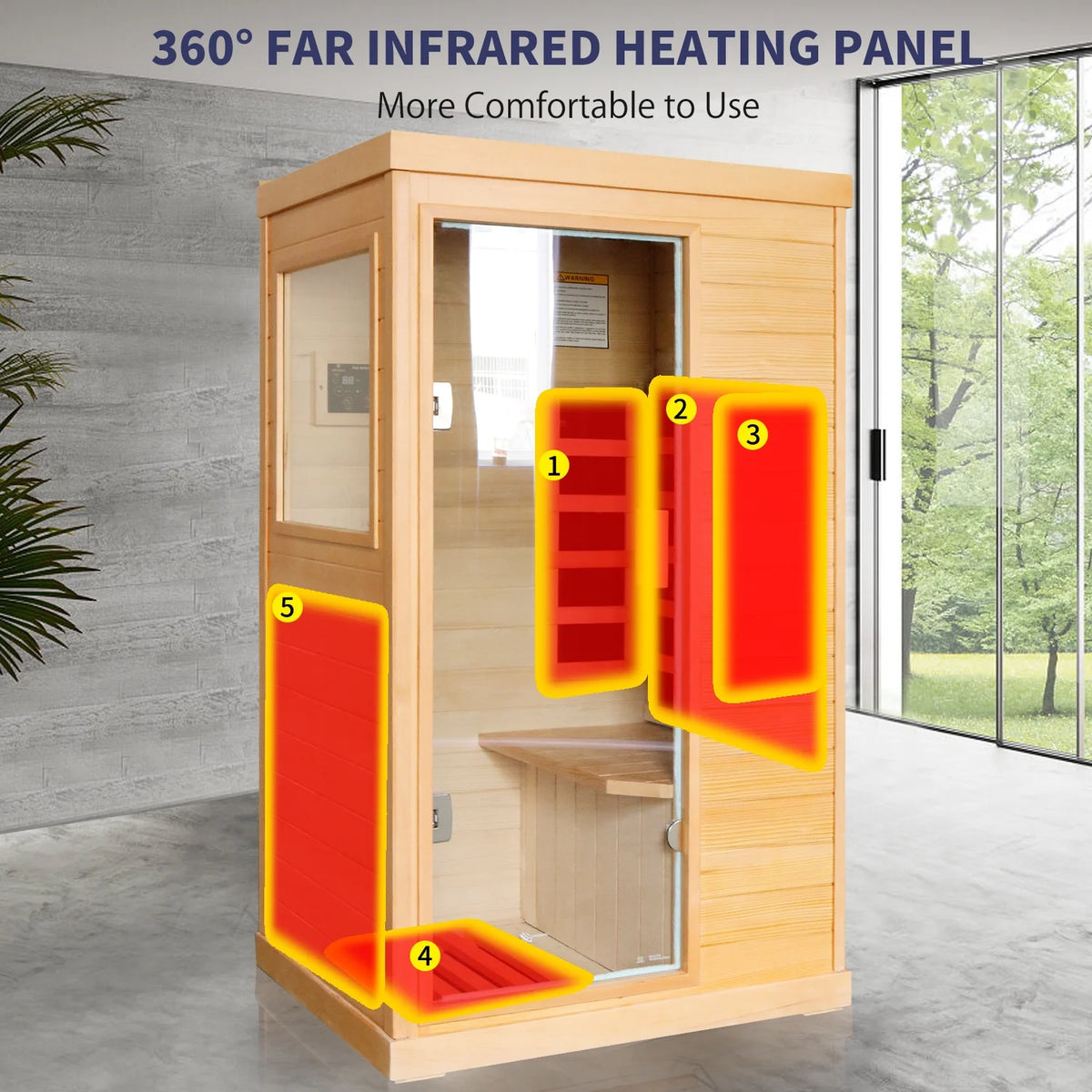 OUTEXER 800W Far Infrared Sauna with Carbon Heaters, Canadian Hemlock Wood, Indoor Use