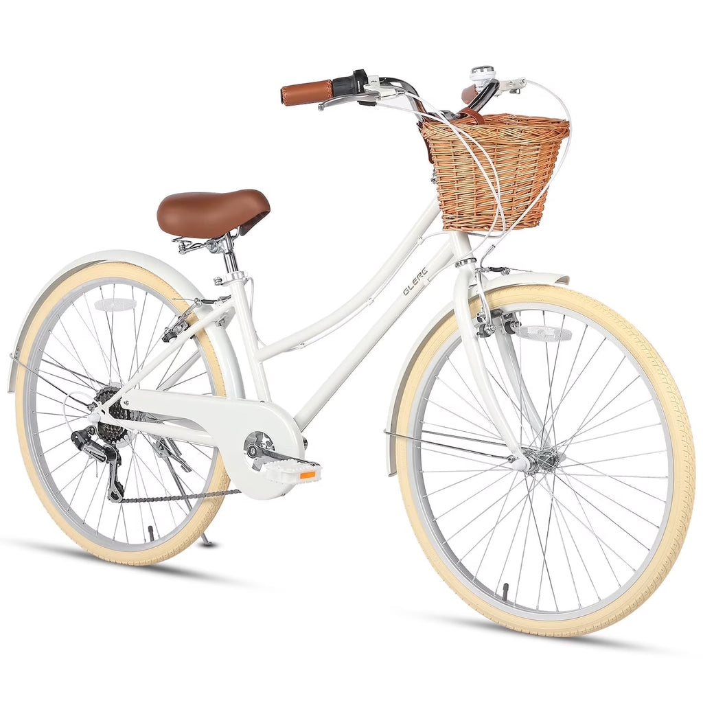 Glerc Missy 24" Girls Cruiser Bike 6-Speed Women's Hybird Bicycle for Ages 7-11 Years, Mint Green