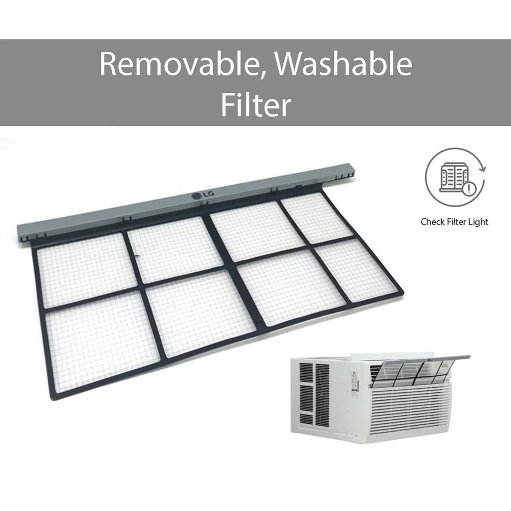 LG 8,000 BTU 340 Sq ft Window Air Conditioner with Remote Control, White, LW8016ER