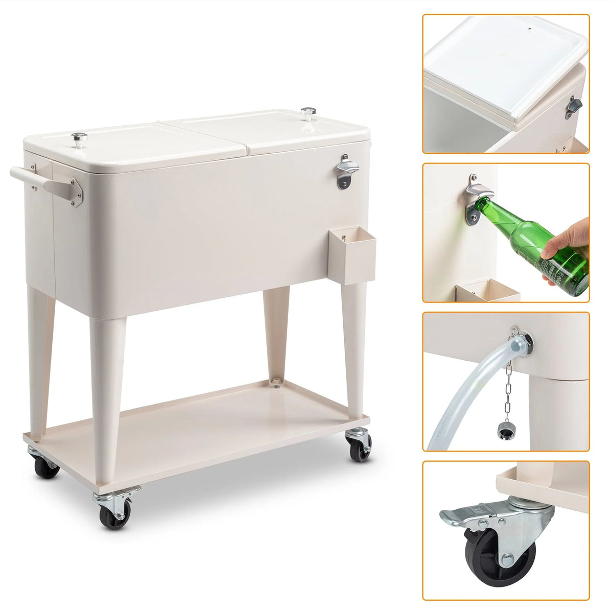 GoDecor Patio Cooler Cart Cold and Refreshing with this Convenient Rolling Cooler Cart,Rolling Cooler Cart