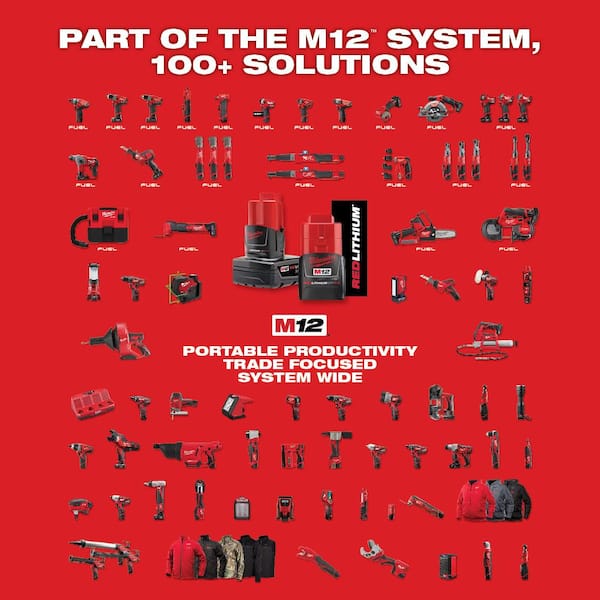 M12 12V Lithium-Ion Cordless 600 MCM Cable Cutter Kit with One 3.0Ah Battery, Charger and Hard Case