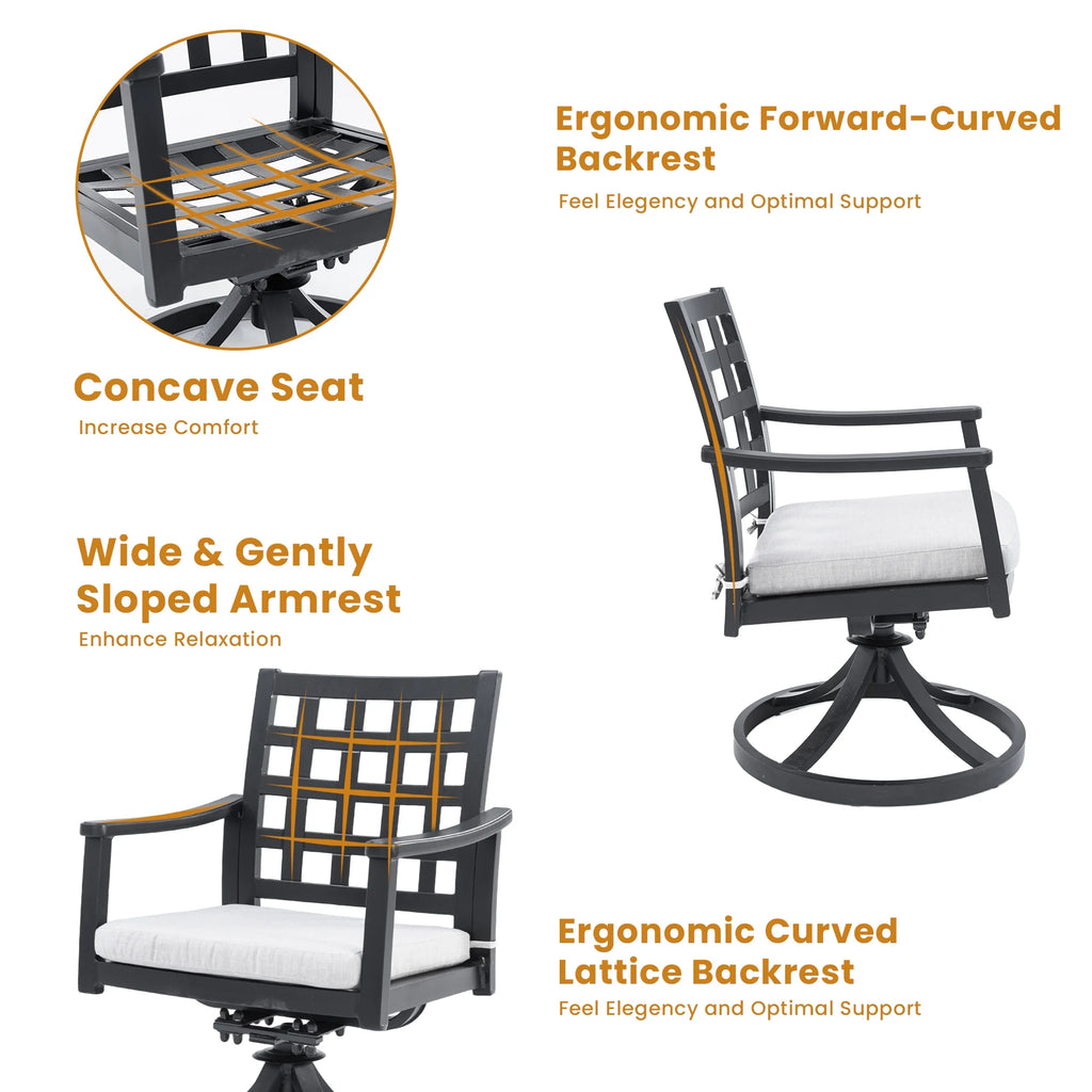 Outdoor Patio K/D Aluminum Stationary Dining Chairs 2PCS with Outdoor-grade Sunbrella Fabric Cushions, Branch-Like Backrest ,FSC-Certified Wood Armrests, Bourbon Brown