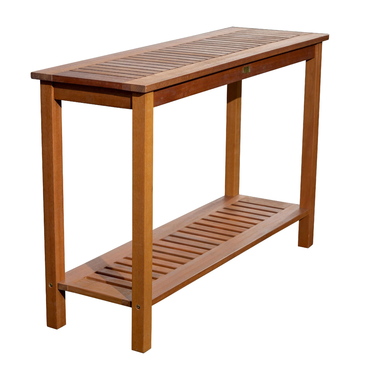 DTY  Outdoor Living Longs Peak Eucalyptus Console Table Silver Gray