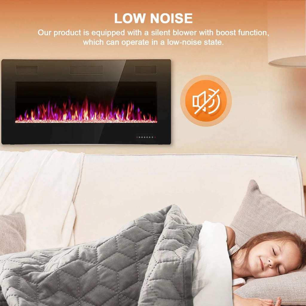 KISSAIR 60�� Indoor Electric Fireplace Ultra Thin Fireplace, Wall Mounted Recessed Fireplace with Multiple Colors