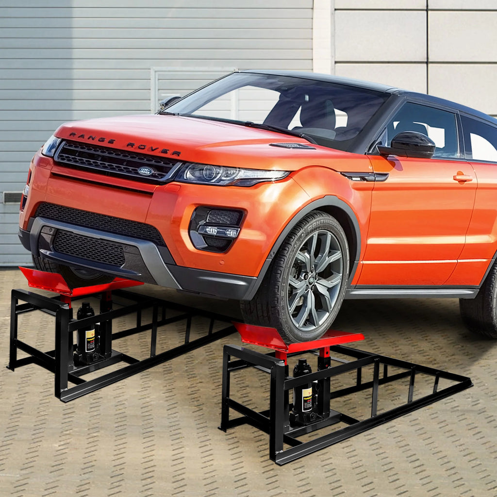 Lafati 2-Pack Hydraulic Car Ramps: Heavy-Duty Vehicle Ramps with 5T / 10000lbs Jack Load Capacity, Portable Design for Effortless Oil Changes and Car Lifts