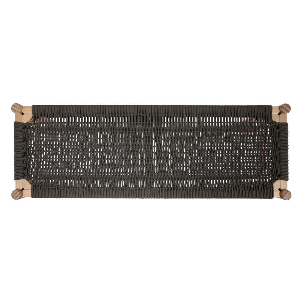 Main + Mesa Fernway Solid Wood and Woven Rope Entryway Bench, Moss Green