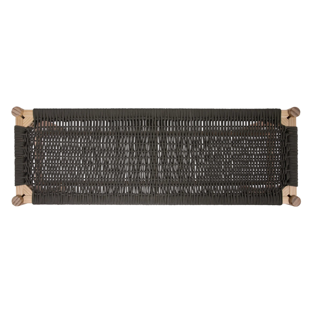 Main + Mesa Fernway Solid Wood and Woven Rope Entryway Bench, Moss Green