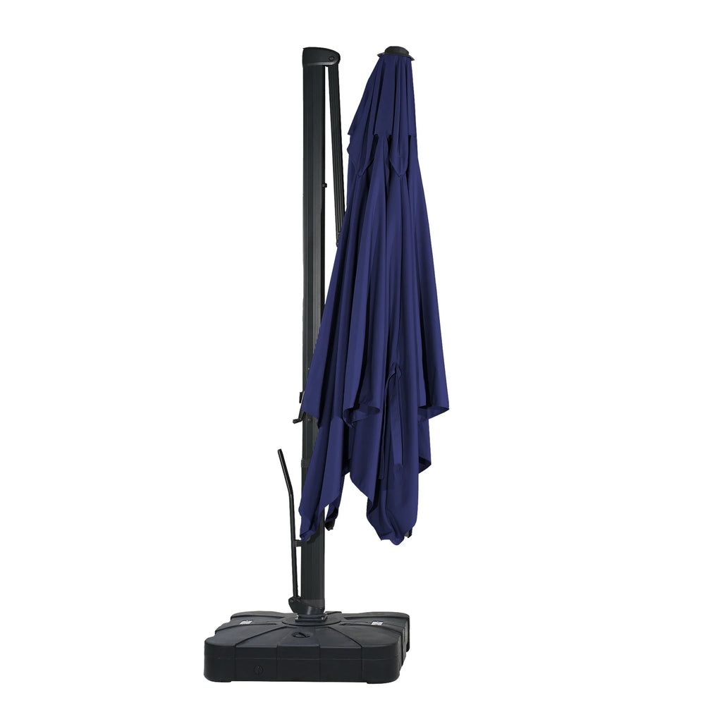 Boyel Living 10 x 13 FT Cantilever Patio Umbrella, Outdoor Rectangle Offset Umbrella with 360°Rotation, Heavy Duty Patio Hanging Umbrella with Base for Garden Pool Backyard, Navy Blue